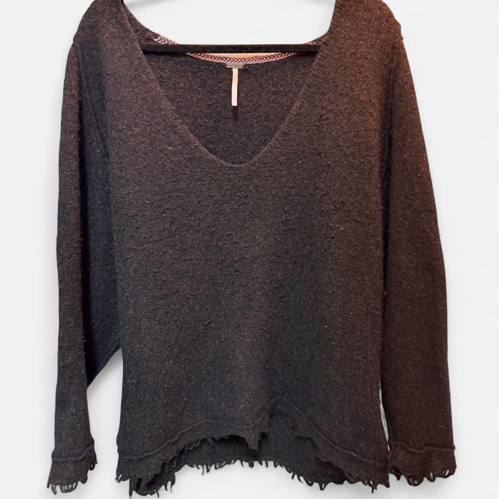 Free People Women's Black V-Neck Top